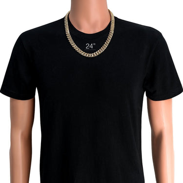 14k Semi-Solid Yellow Gold Cuban Link Chain 12 mm